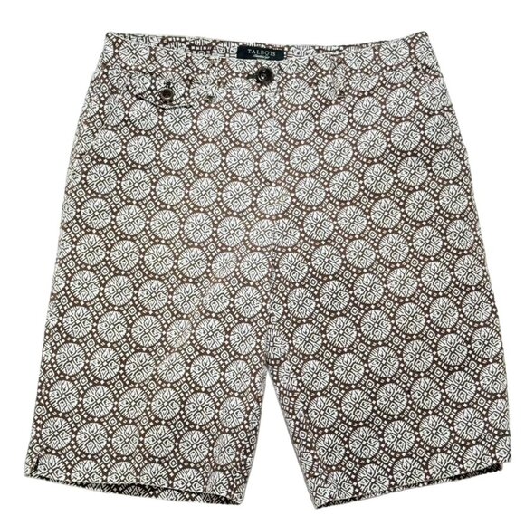 TALBOTS Womens Shorts Brown Geometric Print Stretch Bermuda Cotton Size 10P - Picture 10 of 10